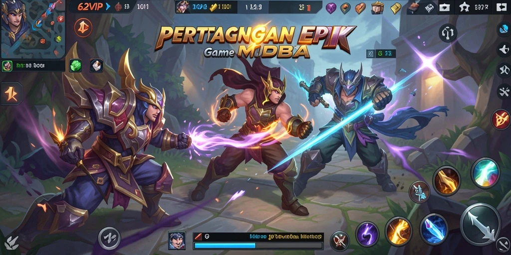 Tampilan dinamis pertarungan tim dalam gameplay 62VIP.
