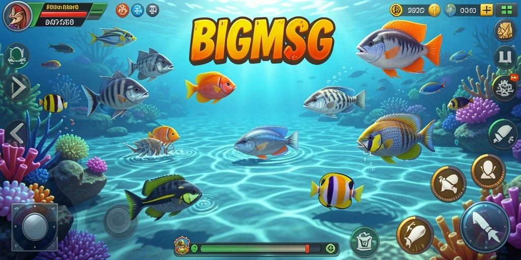 Gameplay seru dalam BIGMSG saat menangkap berbagai jenis ikan.