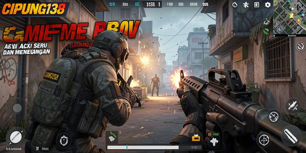 Screenshot menunjukkan aksi tembak-menembak seru dalam CIPUNG138.