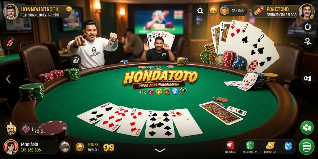 Tampilan gameplay menarik dari HONDATOTO dengan suasana permainan Poker.