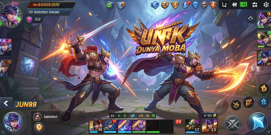 Tangkapan layar gameplay seru di <strong>JUN88</strong>, menampilkan pertarungan tim yang mendebarkan.