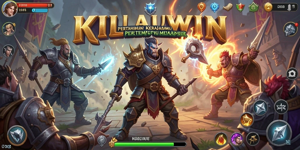 Tampilan gameplay KILAUWIN yang menarik saat mempertahankan menara dari serangan musuh.