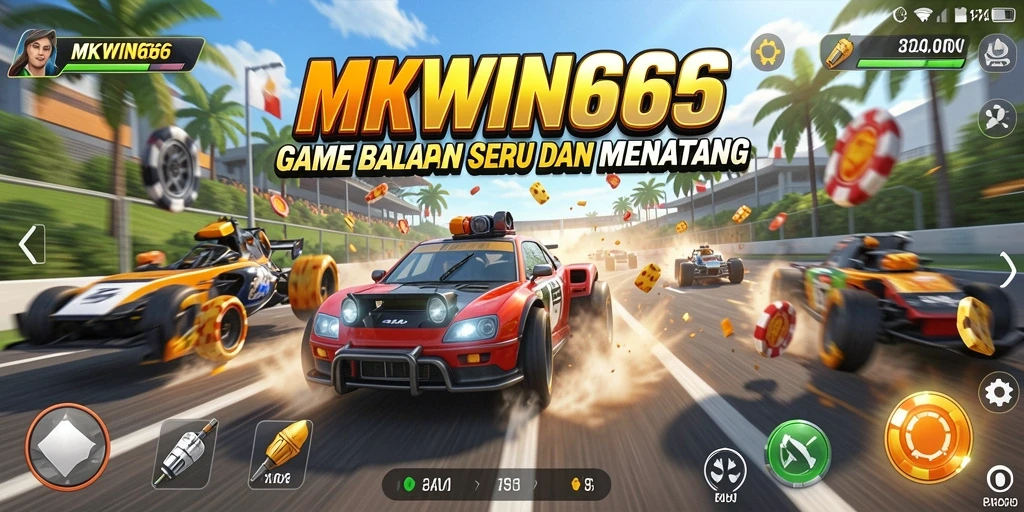 Tampilan gameplay balapan yang mendebarkan di MKWIN666.