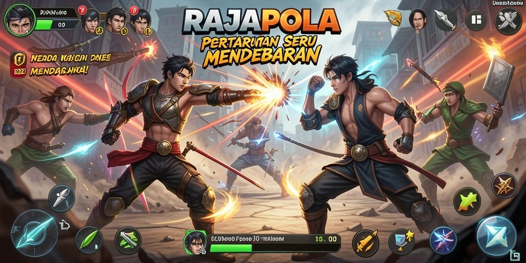 Tampilan gameplay RAJAPOLA yang mendebarkan dan penuh aksi.