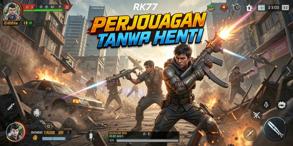 Tampilan gameplay mendebarkan di RK77 dengan aksi pertarungan yang memukau.