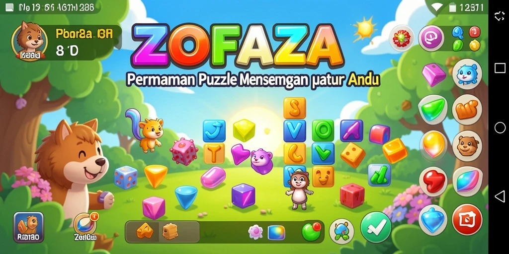 Tampilan gameplay ZOFAZA yang seru dan menantang puzzle.